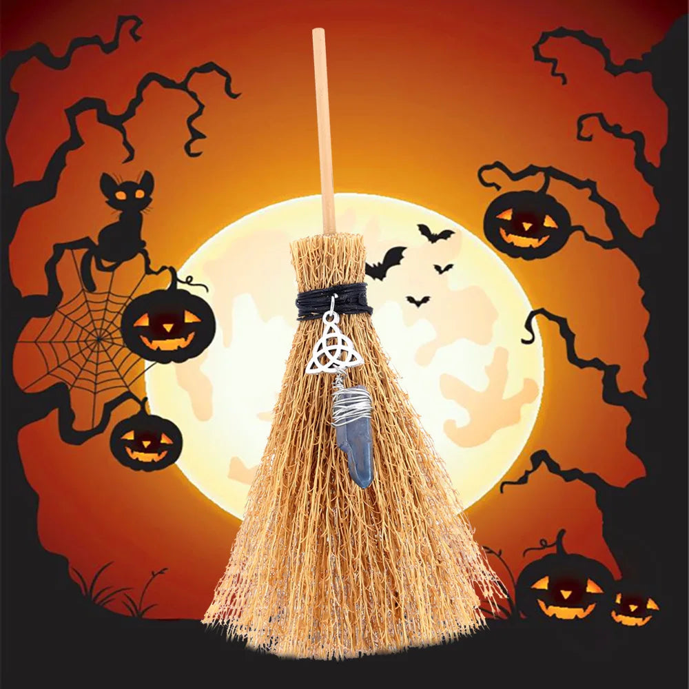 Crystal Broom Halloween Home Decor