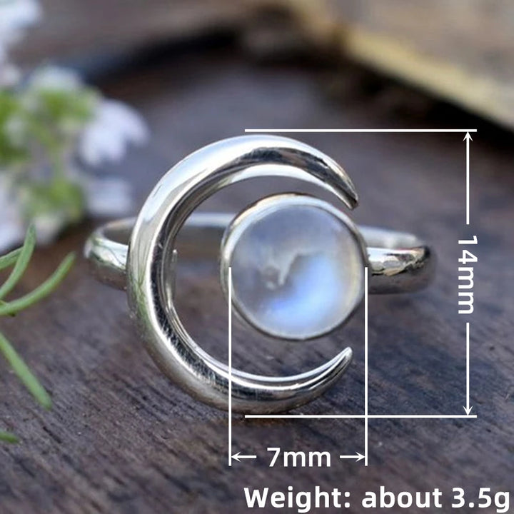Crystal Crescent Moon Ring