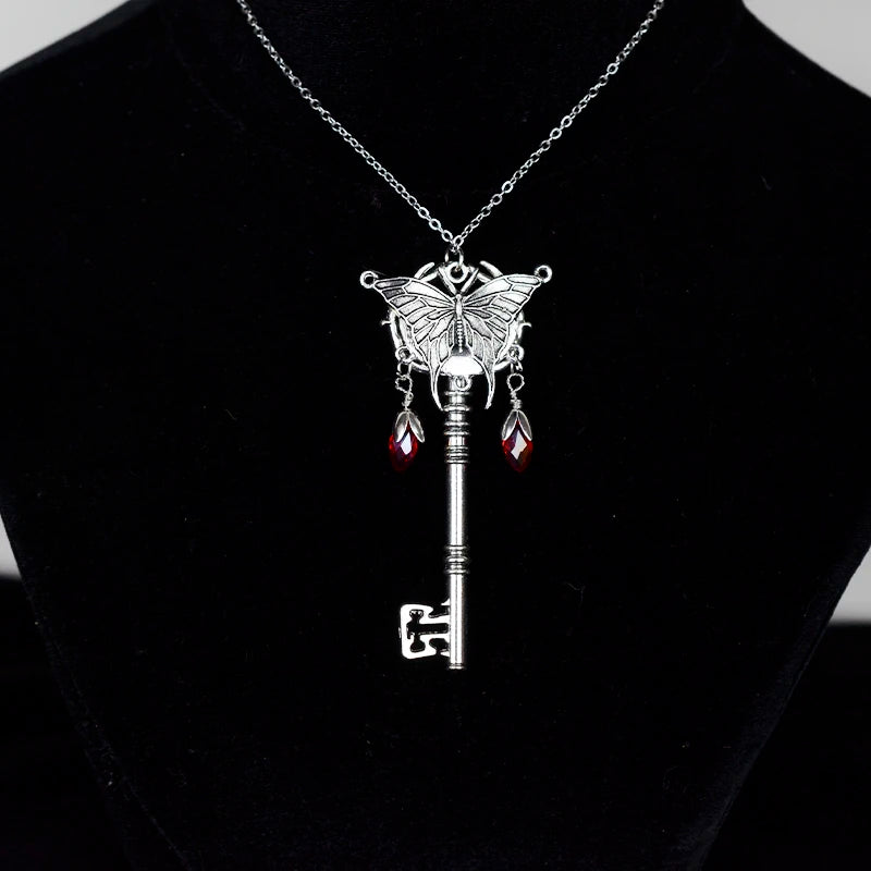 Crystal Death Moth Key Necklace