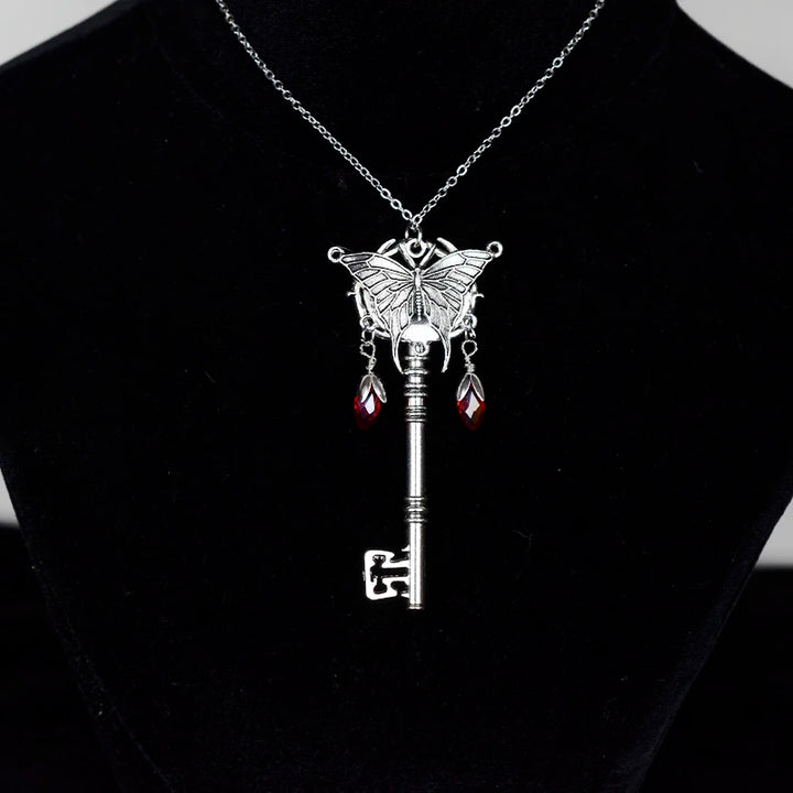 Crystal Death Moth Key Necklace