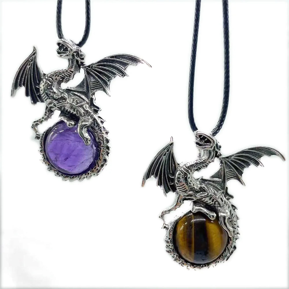Crystal Dragon Silver Necklaces