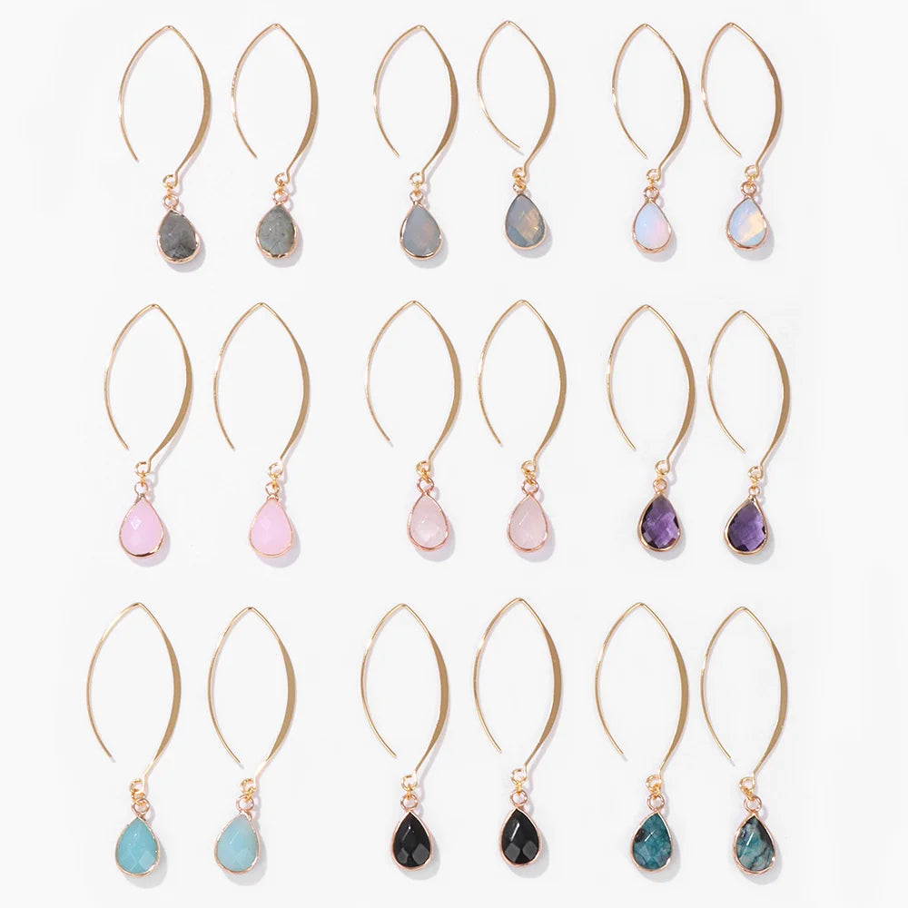 Crystal Faceted Gold Earrings
