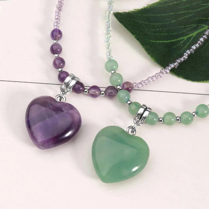 Crystal Heart Bead Necklaces