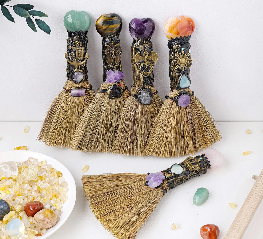 Crystal Heart Witch Brooms