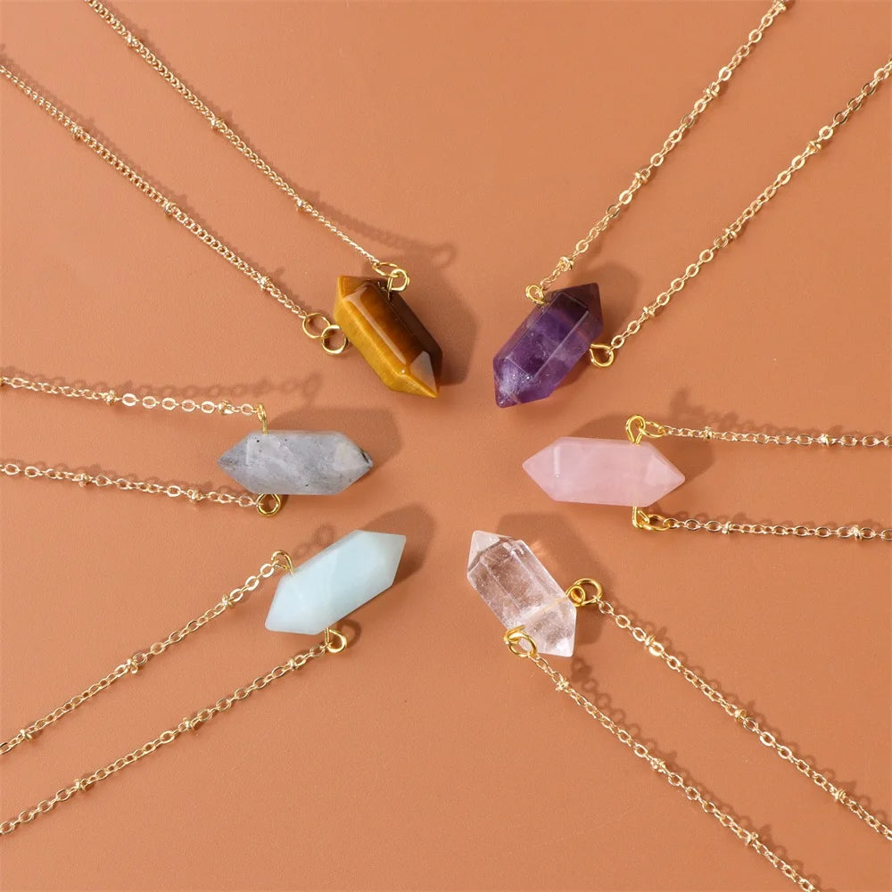 Crystal Hexagon Gold Necklaces