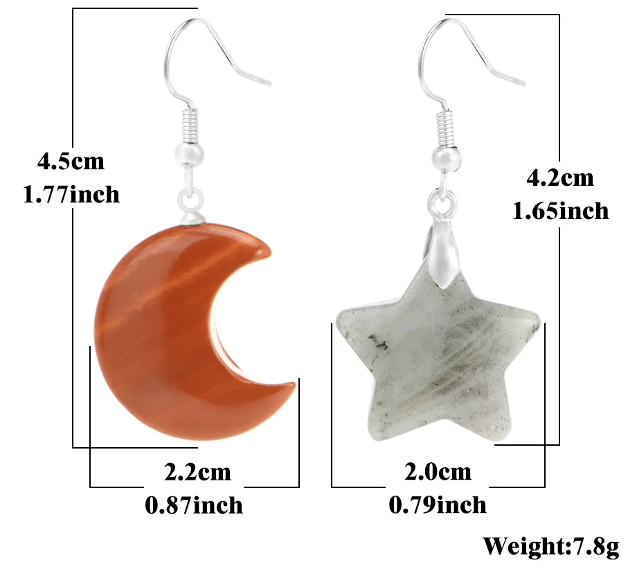 Crystal Moon Crystal Star Size Earrings