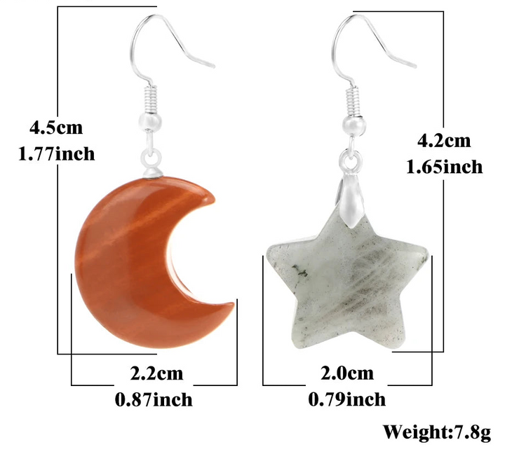 Crystal Moon Crystal Star Size Earrings