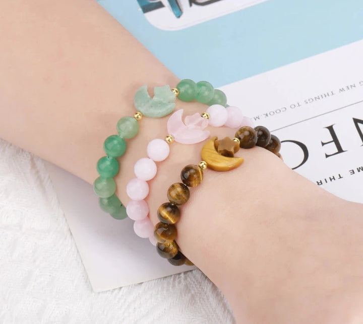 Crystal Moon Stone Bead Bracelets
