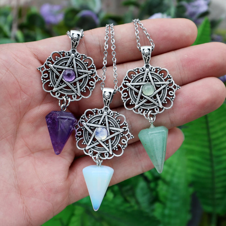 Crystal Pentacle Pendulum Necklaces