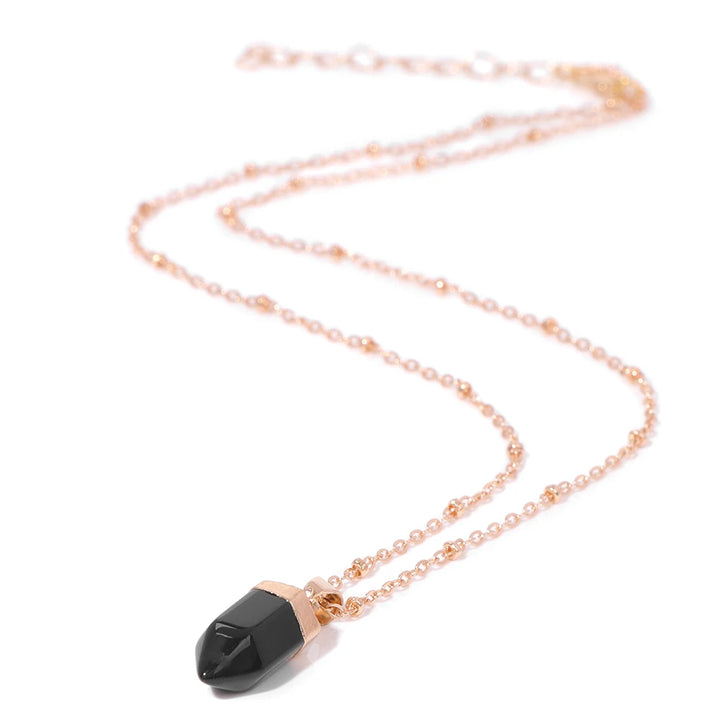 Crystal Point Gold Pendant Necklace