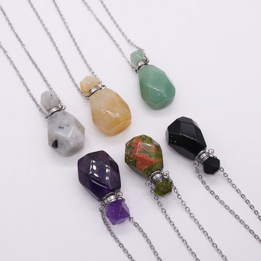 Crystal Potion Bottle Silver Necklaces