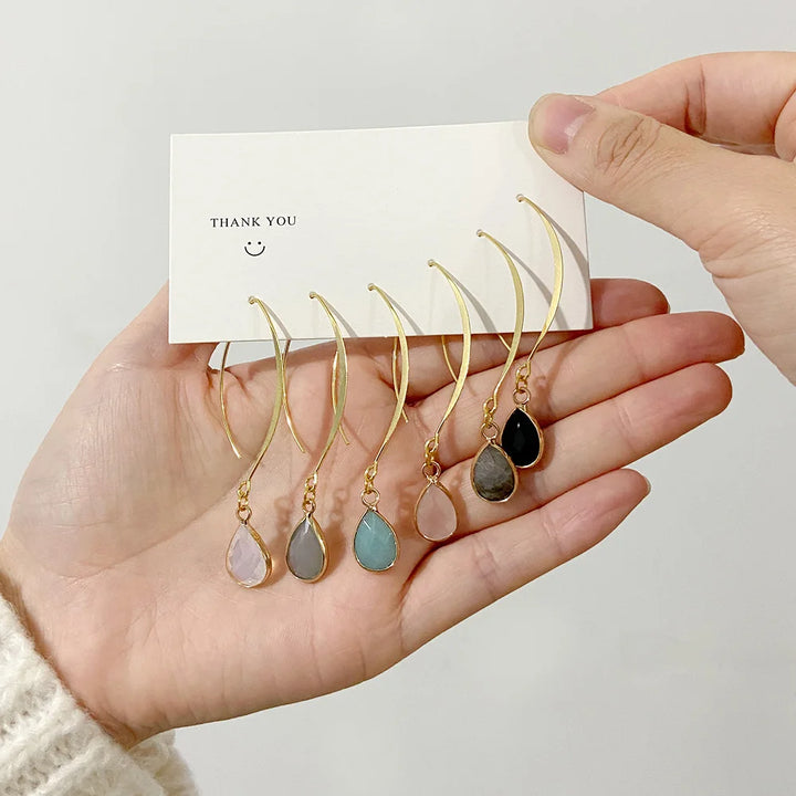 Crystal Teardrop Gold Earrings