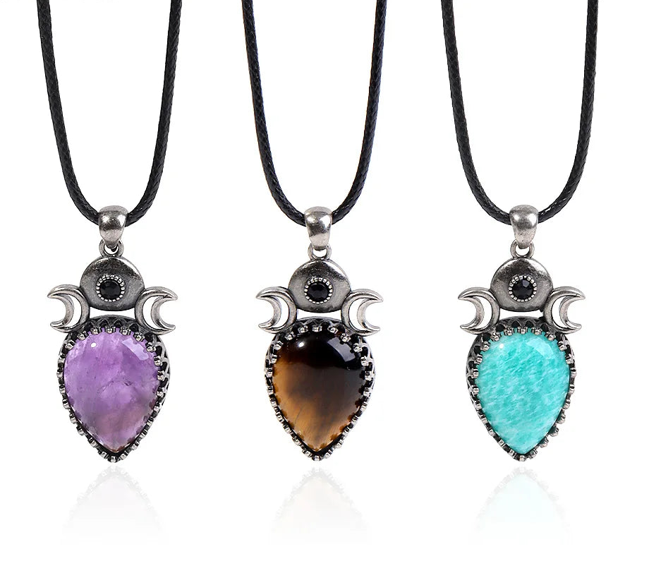 Crystal Triple Moon Necklace