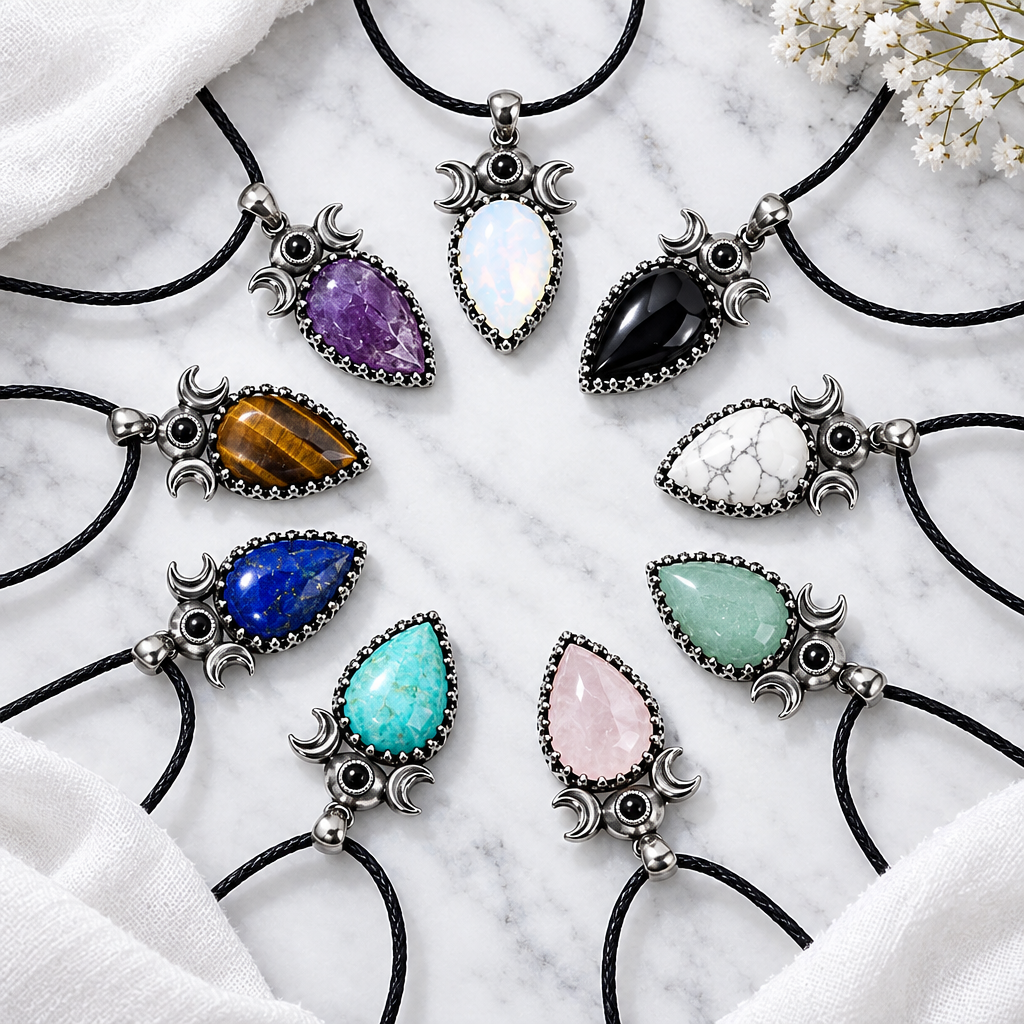 Crystal Triple Moon Necklaces