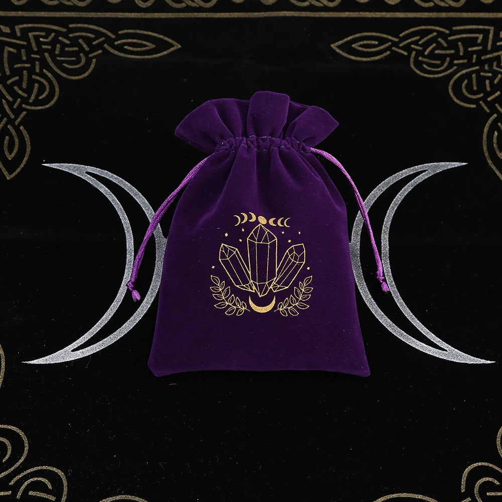 Crystals Moon Phase Purple Velvet Tarot Card Bags