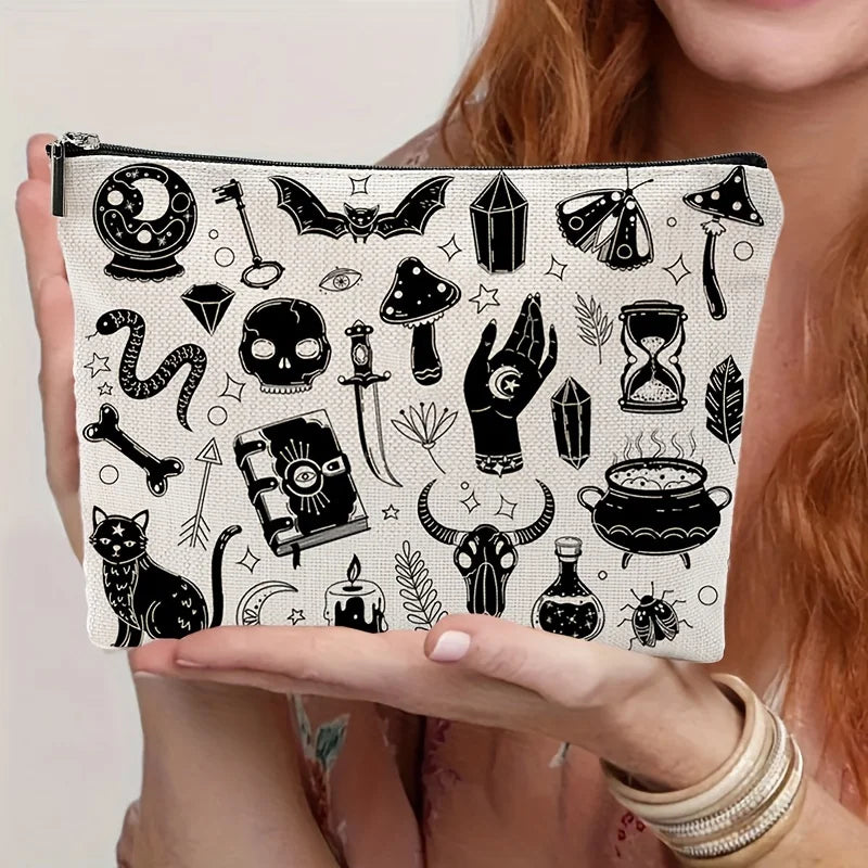 Crystals Mushroom Skull Makeup Bag