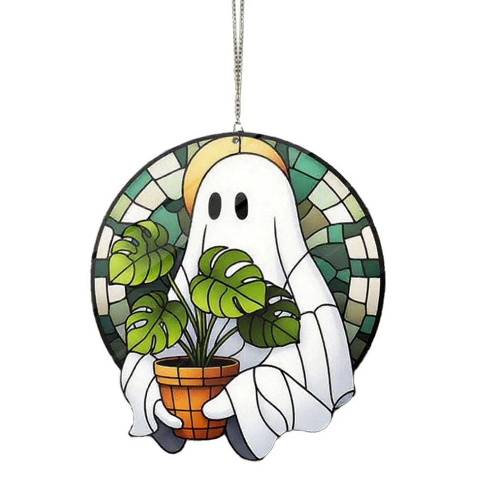 Cute Ghost Plant Suncatcher Halloween