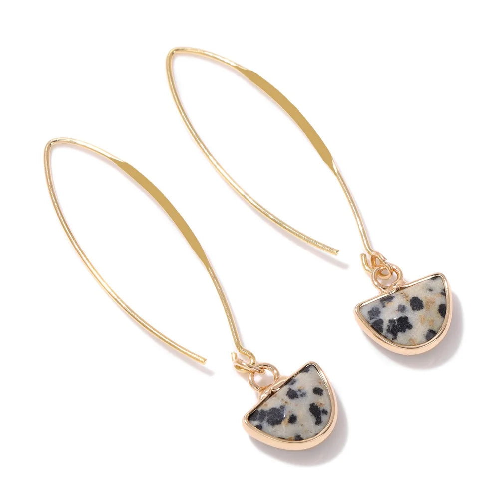 Dalmatian Jasper Gold Earrings