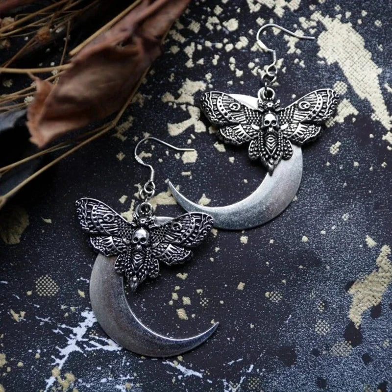 Death Moth Moon Earrings