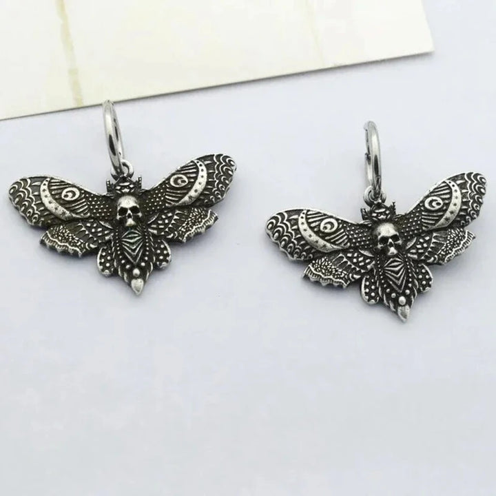 Death Moth Silver Earrings