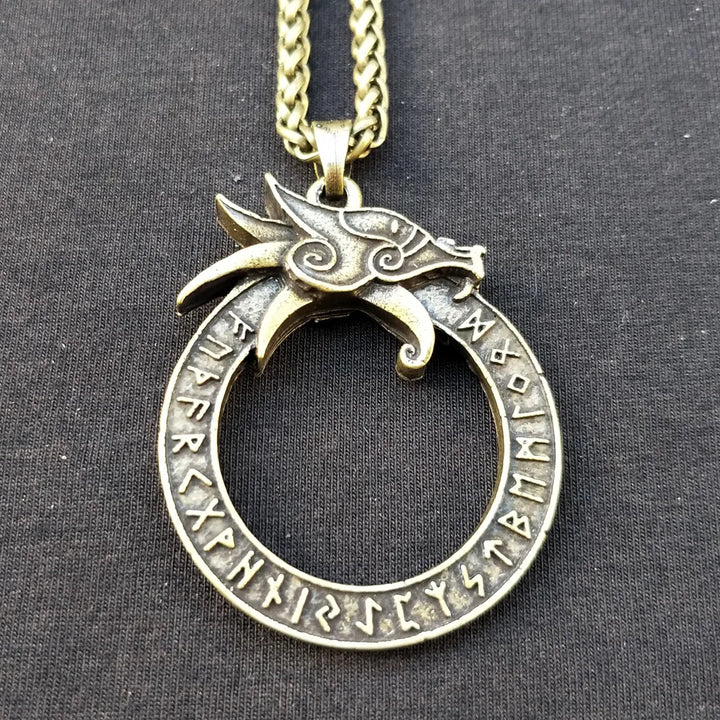 Dragon Ouroboros Brass Chain Necklace