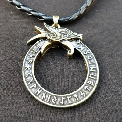 Dragon Ouroboros Brass Rope Necklace