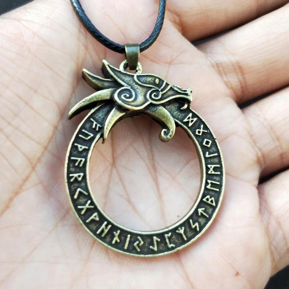 Dragon Ouroboros Brass Rope Necklaces