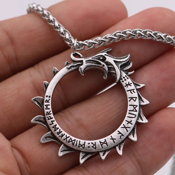 Dragon Ouroboros Silver Chain Necklace