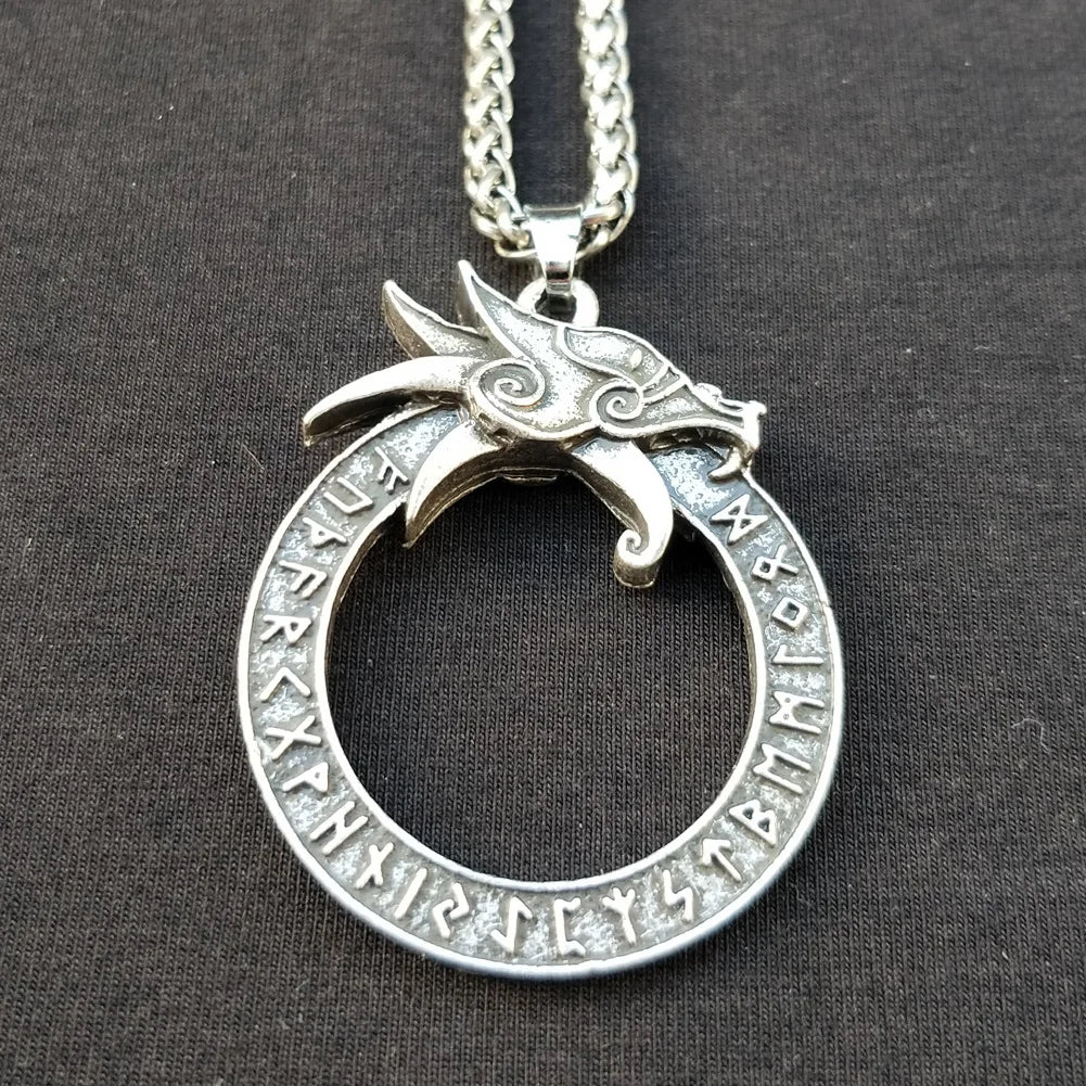 Dragon Ouroboros Silver Necklace
