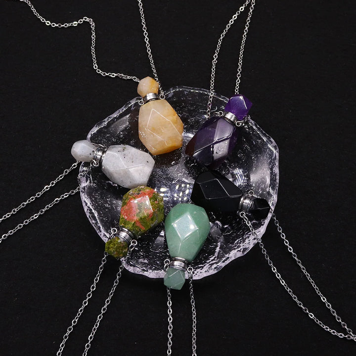 Faceted Crystal Bottle Necklaces