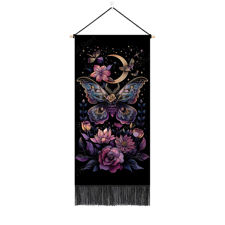 Floral Moon Moth Wall Banner