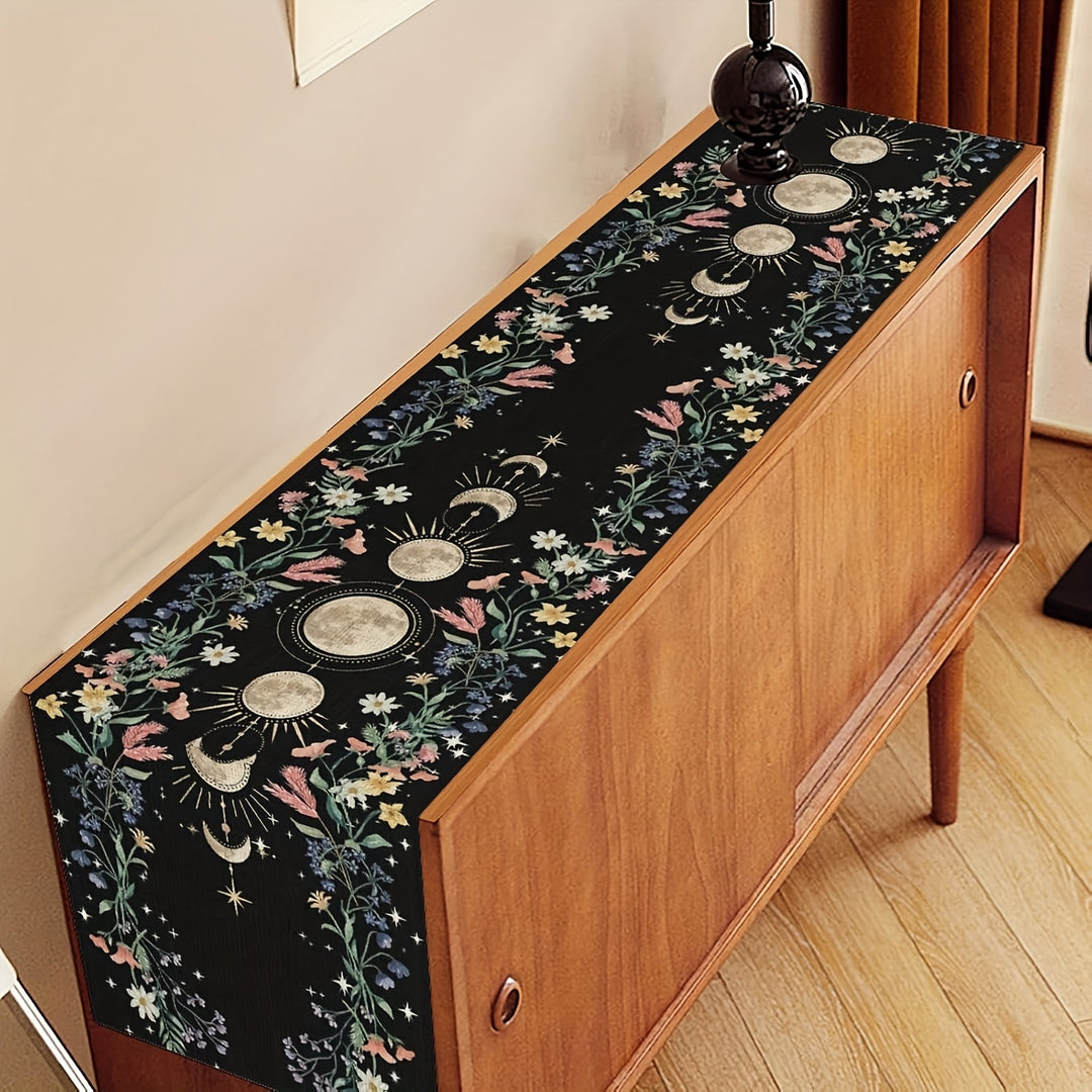 Floral Moon Phase Table Runner