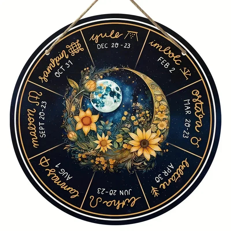 Floral Moon Wheel of The Year Pagan Calendar