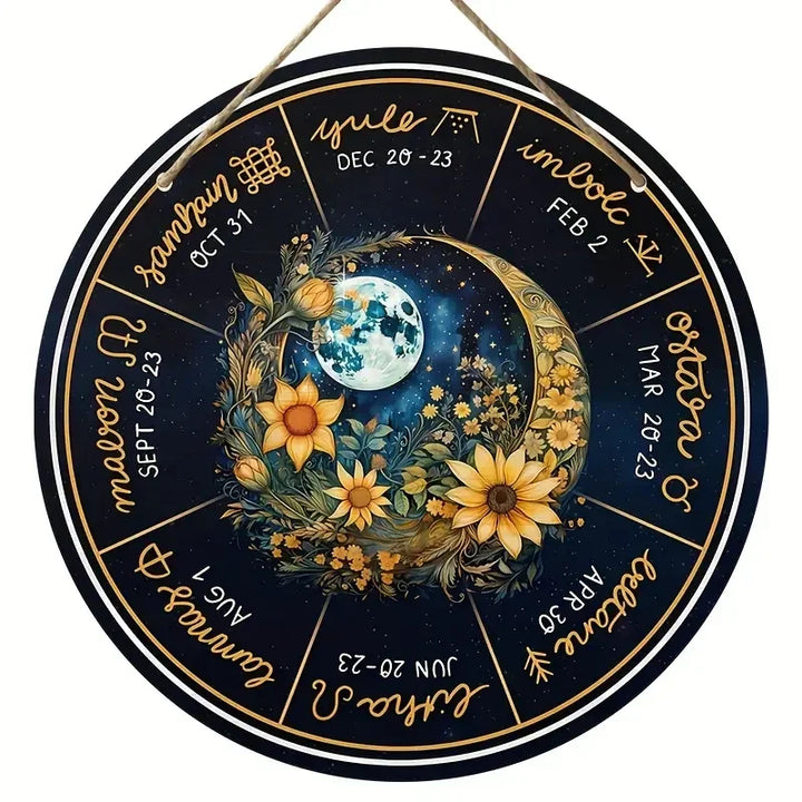 Floral Moon Wheel of The Year Pagan Calendar