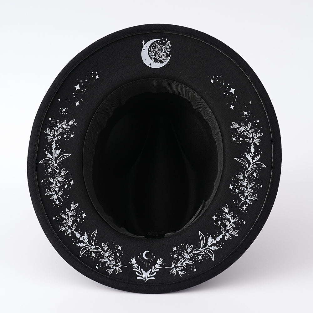 Floral Moon Wide Brim Boho Hat