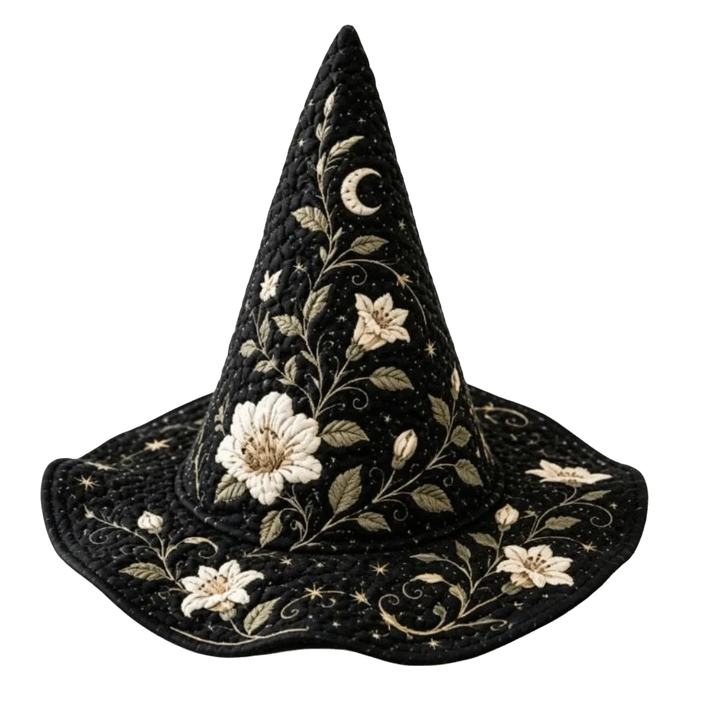 Floral Witch Black Hat