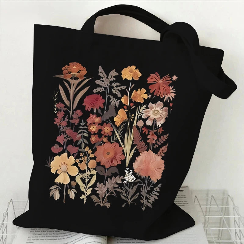 Flower Black Tote Bag