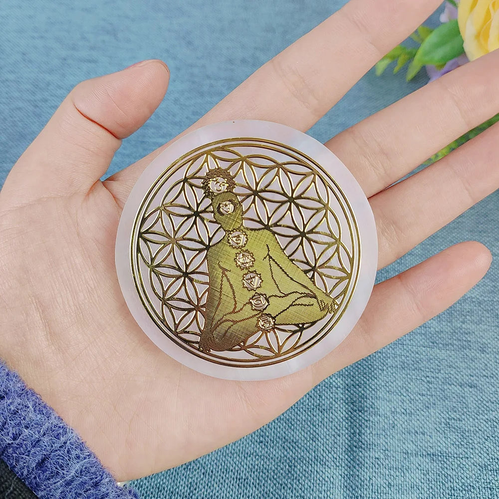 Flower Of Life Chakra Yoga Selenite
