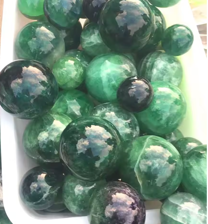 Green Fluorite Crystal Balls