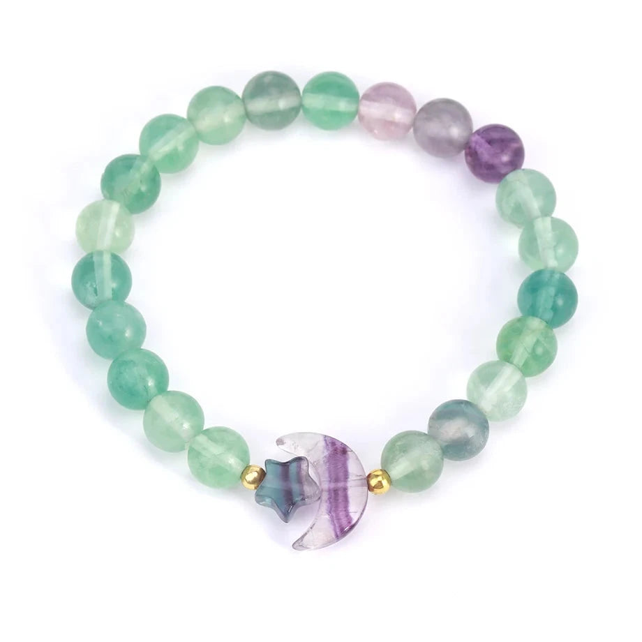 Fluorite Moon Bead Bracelet