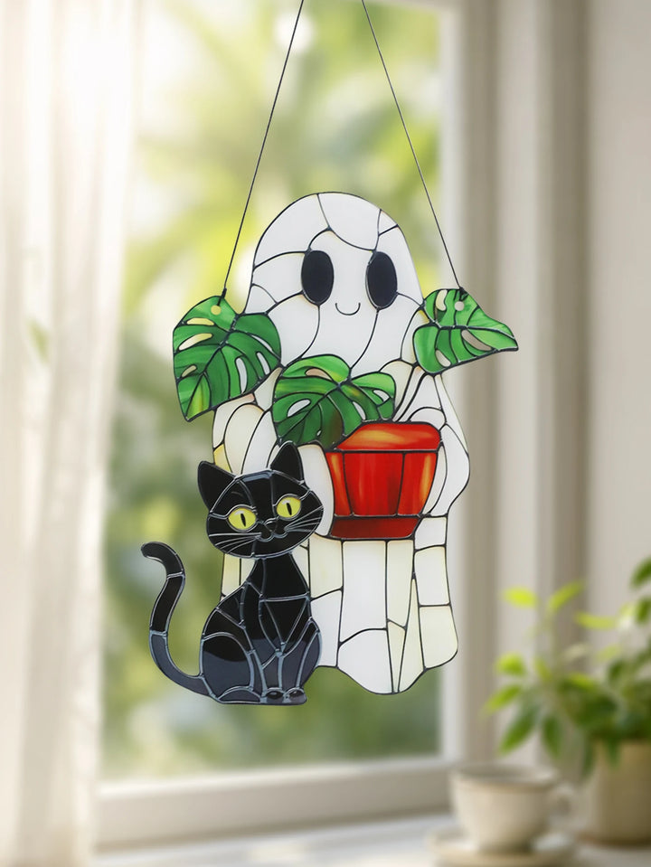 Ghost Black Cat Plant Suncatcher