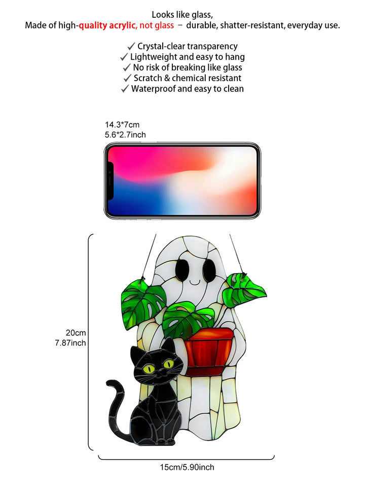 Ghost Black Cat Plant Suncatcher Size
