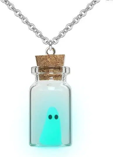 Ghost Blue Glow In The Dark Necklace