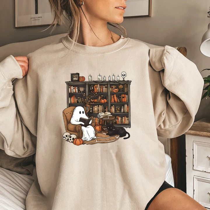 Ghost Library Books Sweatshirt - Beige