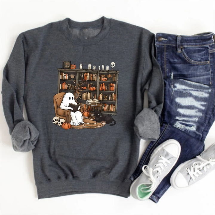 Ghost Library Books Sweatshirt - Dark Gray