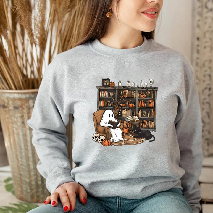 Ghost Library Books Sweatshirt - Gray