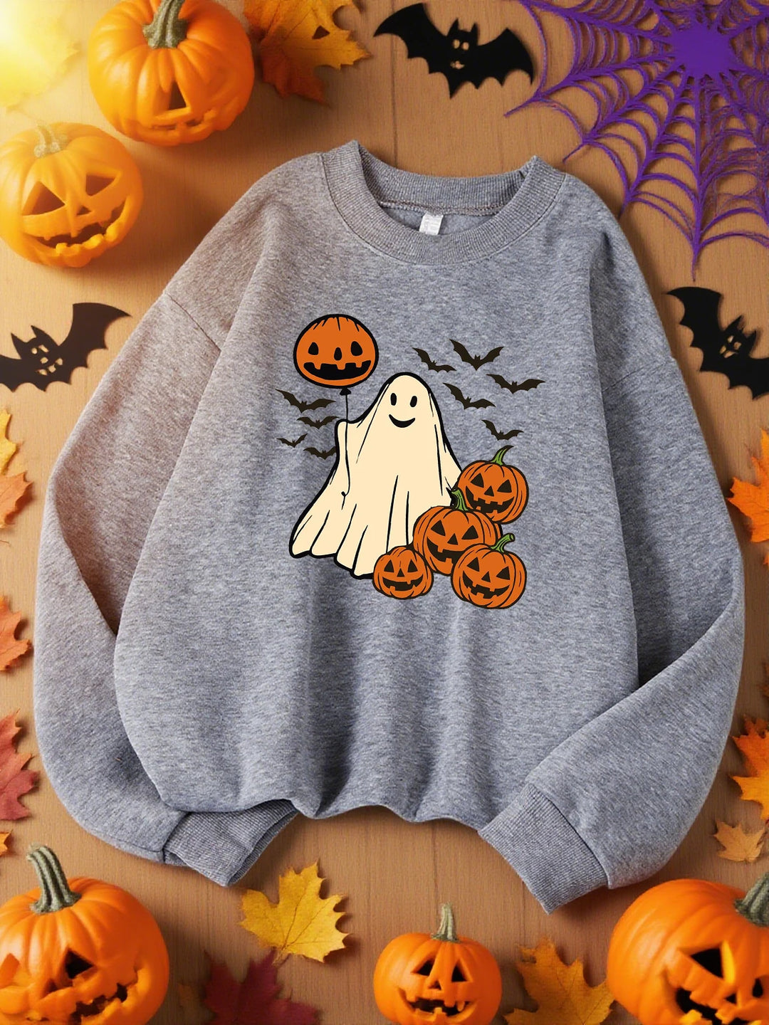 Ghost Pumpkin Sweatshirt - Gray