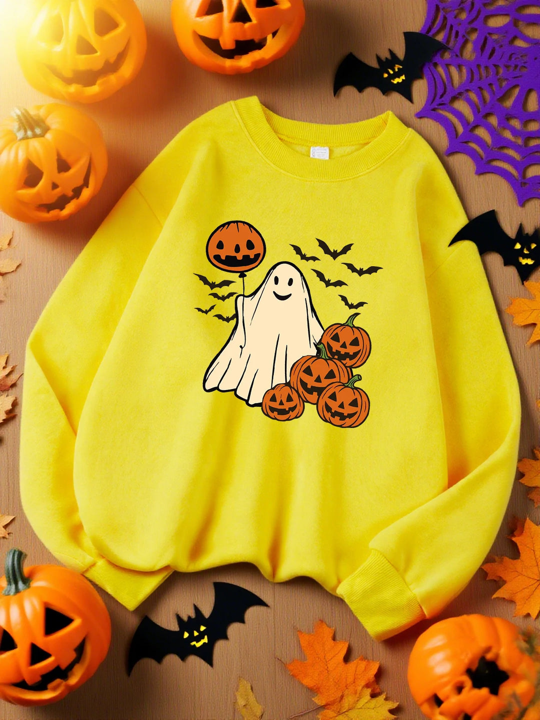 Ghost Pumpkin Sweatshirt - Yellow