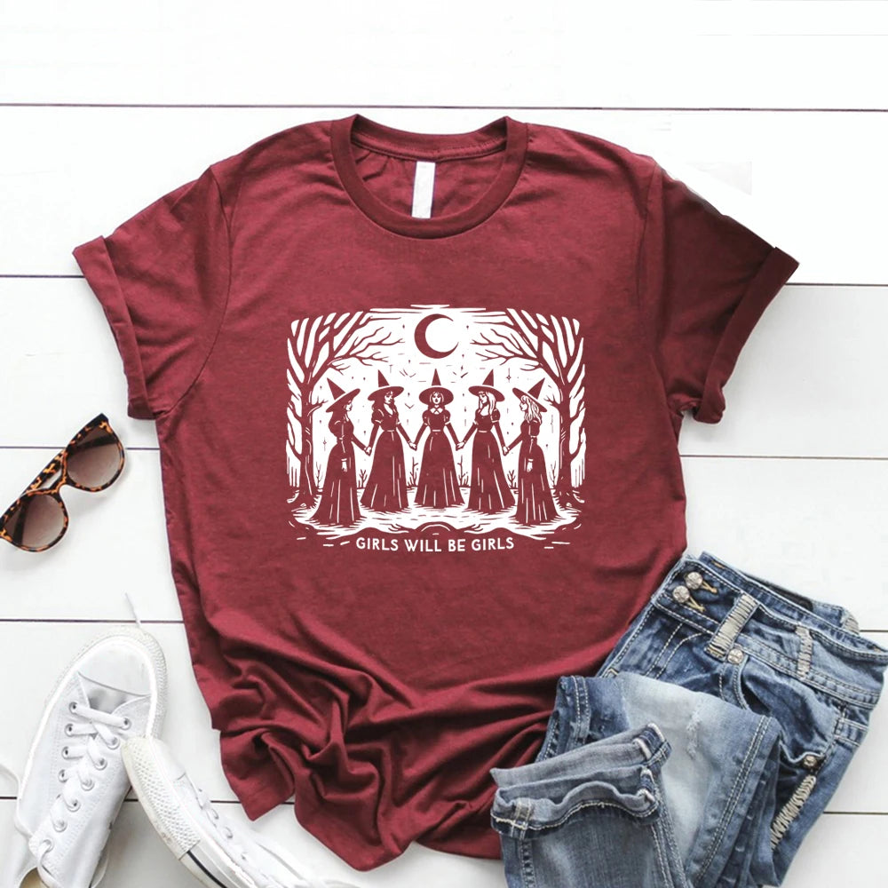 Girls Will Be Girls T Shirt - Burgundy