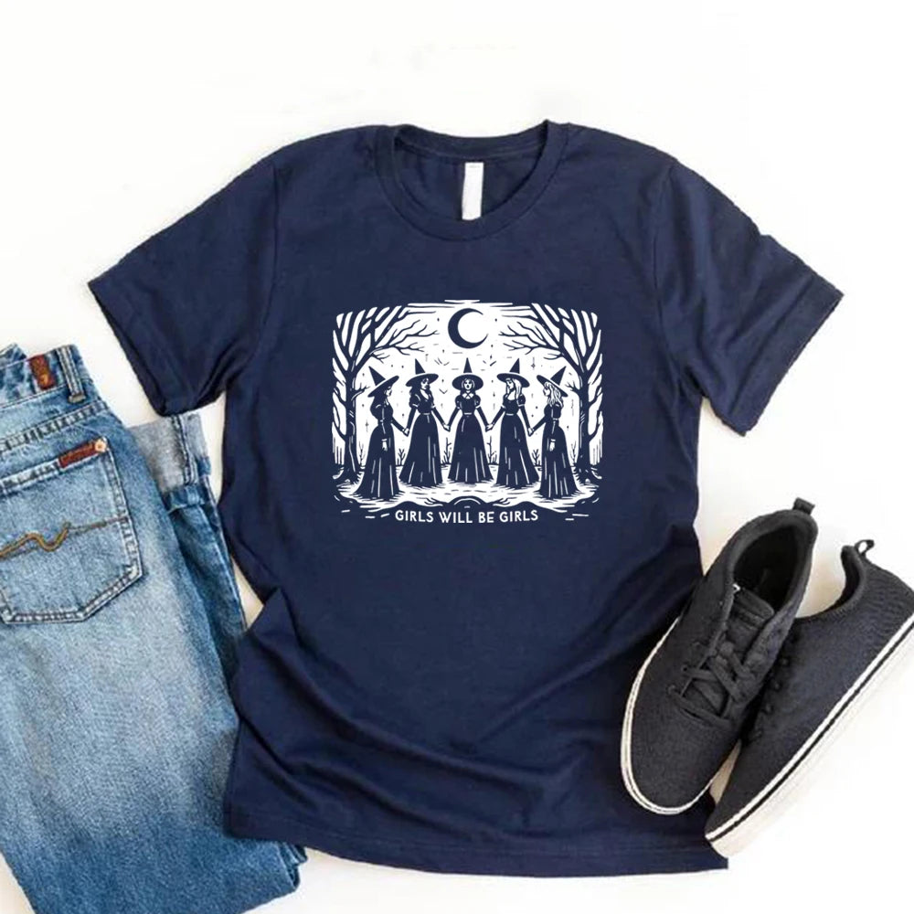 Girls Will Be Girls T Shirt - Navy Blue